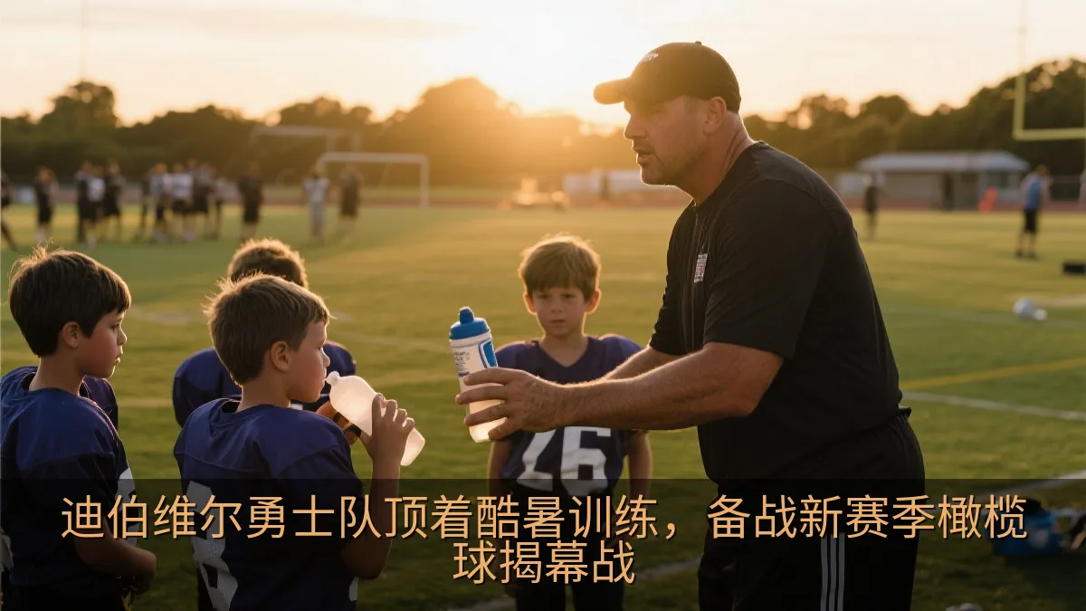 教练在场边指导橄榄球队员进行训练