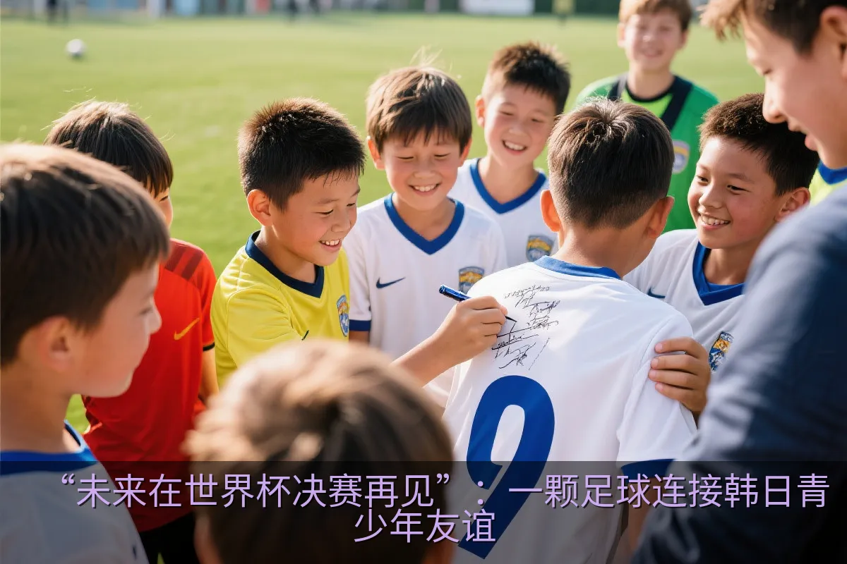 青少年足球运动员赛后互相签名留念